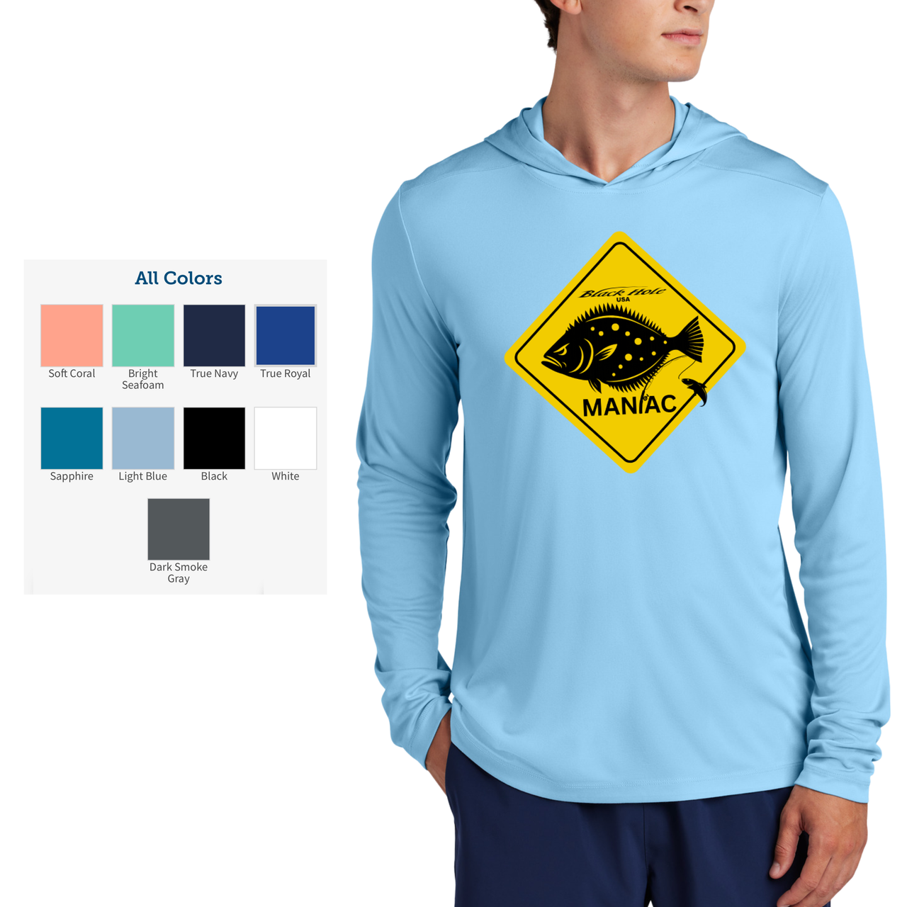 Maniac Series - Black Hole USA Long Sleeve Hoodie Posi-UV  Pro (UPF 50)