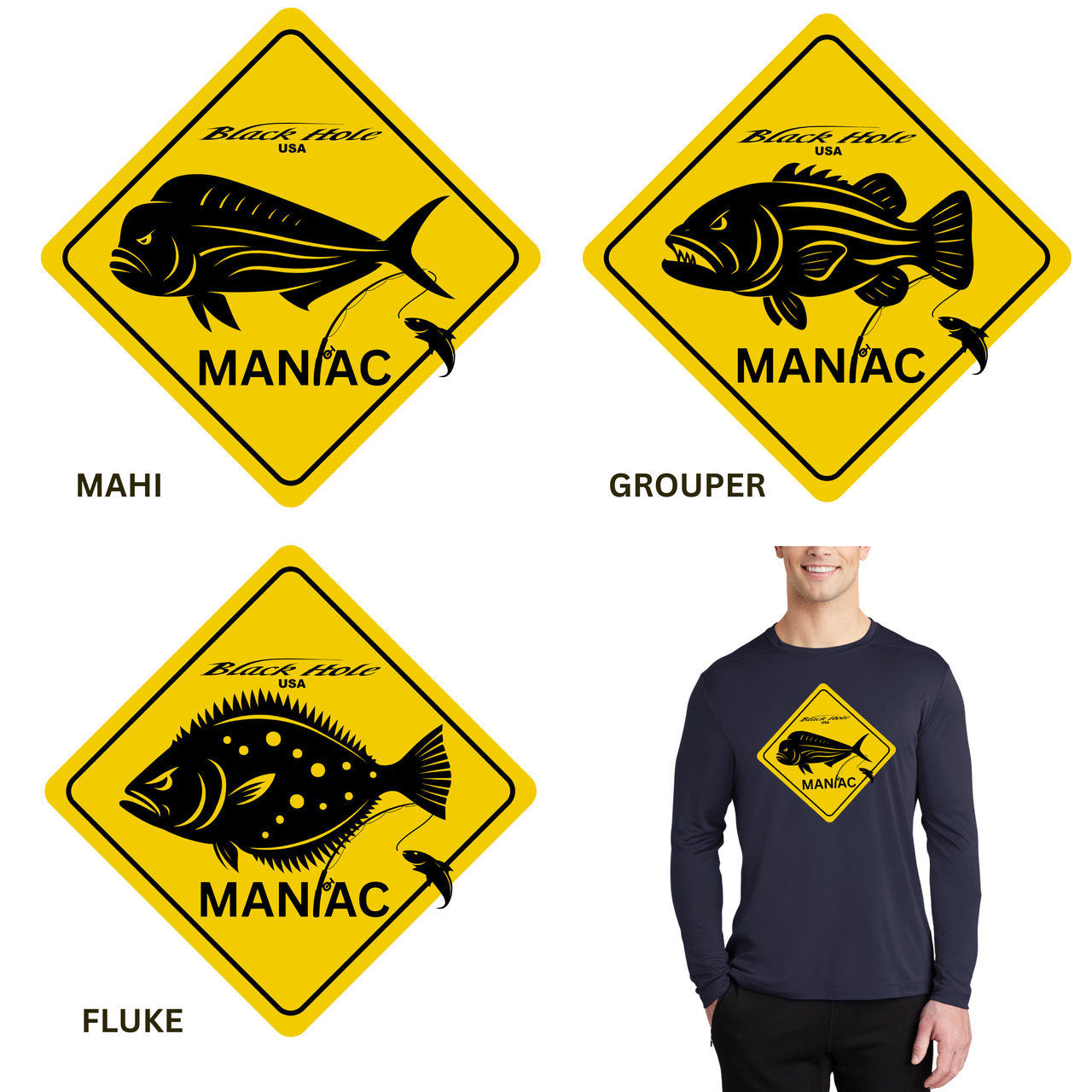 Maniac Series - Black Hole USA Long Sleeve Shirt Posi-UV  Pro (UPF 50)
