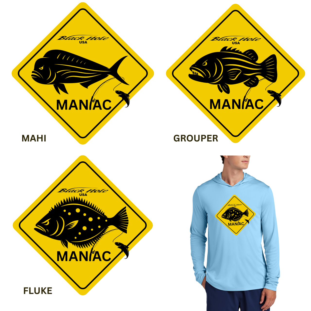 Maniac Series - Black Hole USA Long Sleeve Hoodie Posi-UV  Pro (UPF 50)