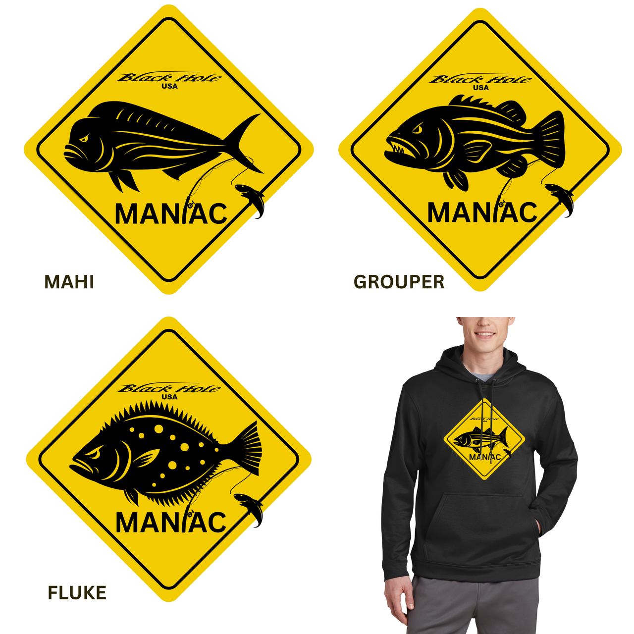 Maniac Series - Black Hole USA Sport-Wick Fleece Hoodie Sweatshirt