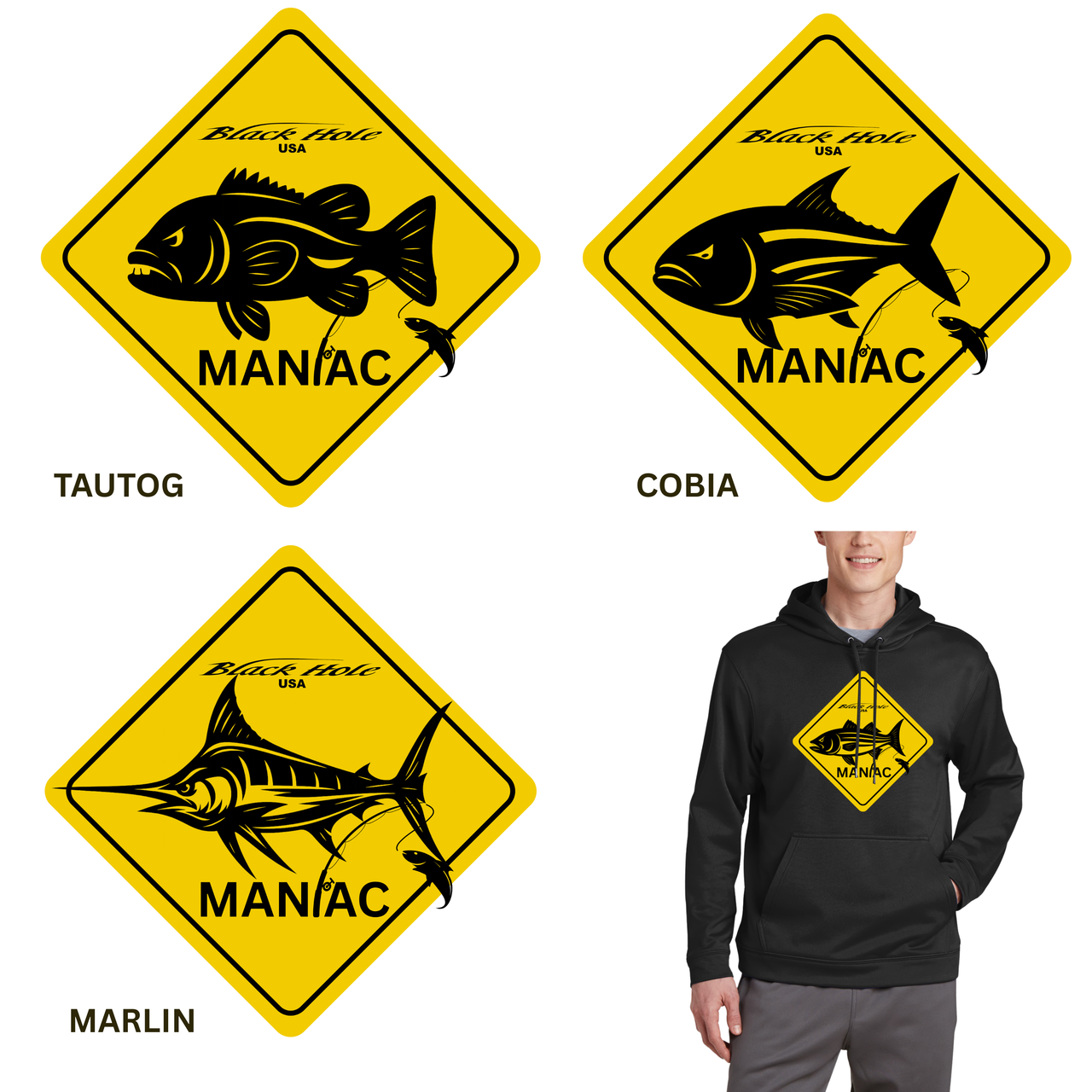 Maniac Series - Black Hole USA Sport-Wick Fleece Hoodie Sweatshirt