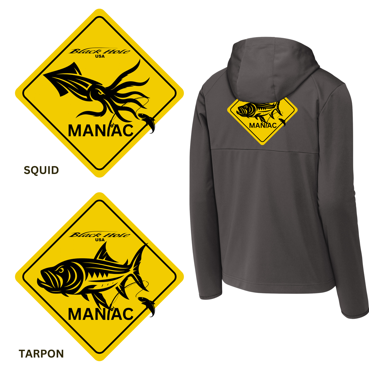 Maniac Series - Black Hole USA Hooded Soft Shell Jacket (Water Resistant)