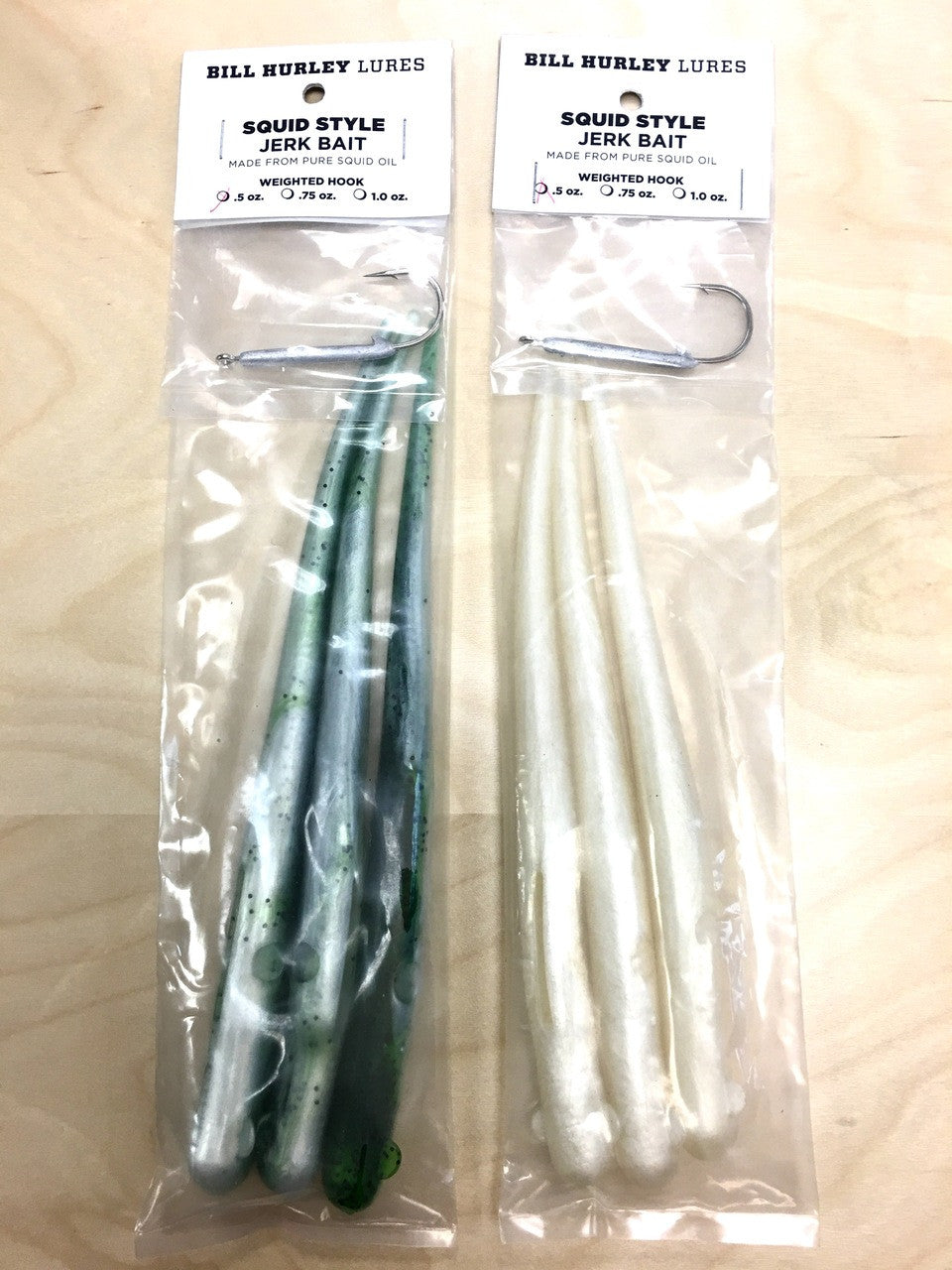 Bill Hurley Squid Style Jerk Bait 9" Tail 3PK with One Hook (Made from Pure Squid Oil)