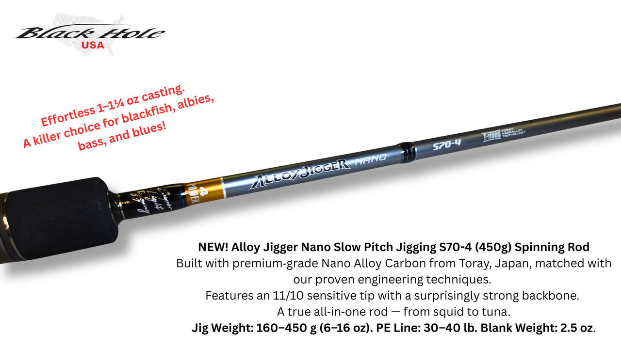 Black Hole USA Alloy Jigger Nano Slow Pitch Jigging Rods