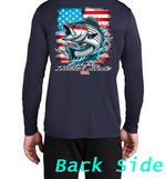Black Hole Striped Bass USA Long Sleeve Hoodie Posi-UV  Pro (UPF 50)