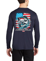 Black Hole Striped Bass USA Long Sleeve Shirt Posi-UV  Pro (UPF 50)