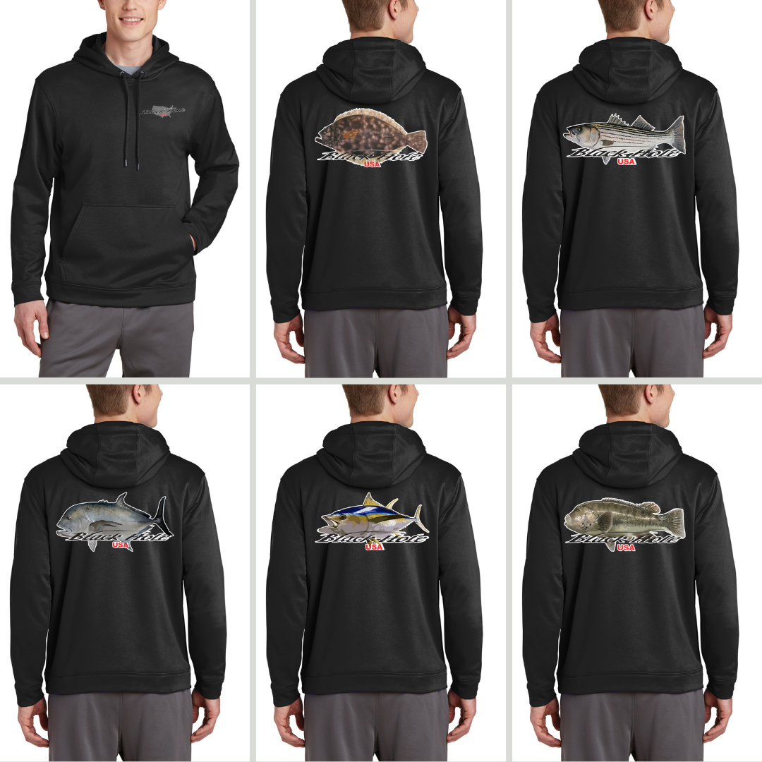 Black Hole USA FISH Sport-Wick Fleece Hoodie Sweatshirt