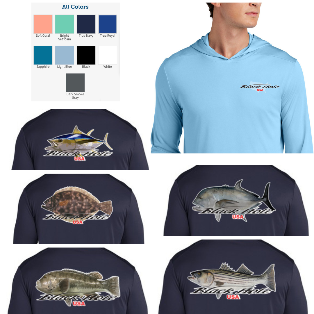 Black Hole USA FISH Long Sleeve Hoodie Posi-UV  Pro (UPF 50)