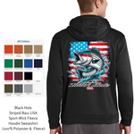 Black Hole Striped Bass USA Sport-Wick Fleece Hoodie Sweatshirt