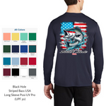 Black Hole Striped Bass USA Long Sleeve Shirt Posi-UV  Pro (UPF 50)