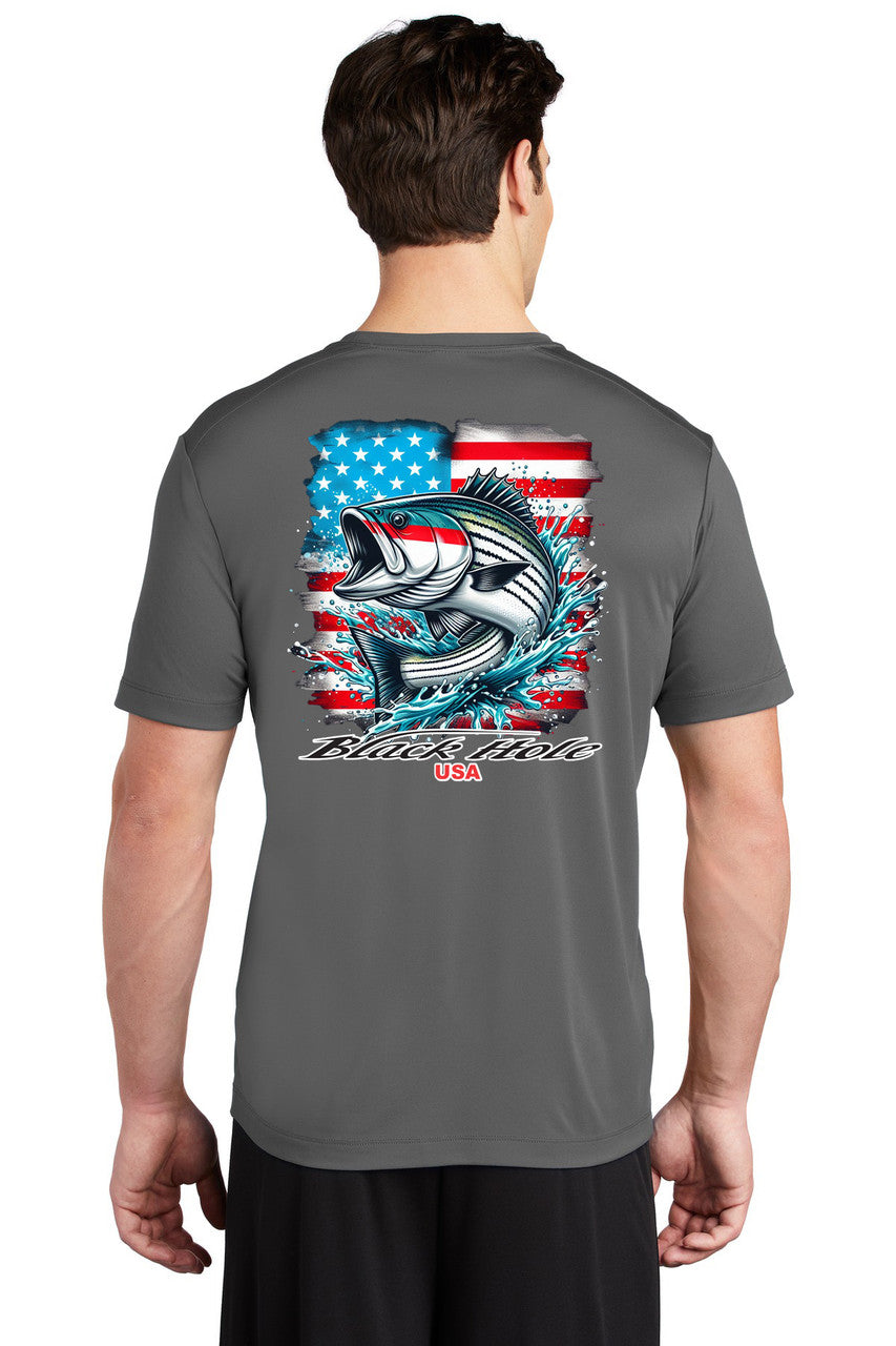 Black Hole Striped Bass USA T-Shirt Posi-UV  Pro (UPF 50)