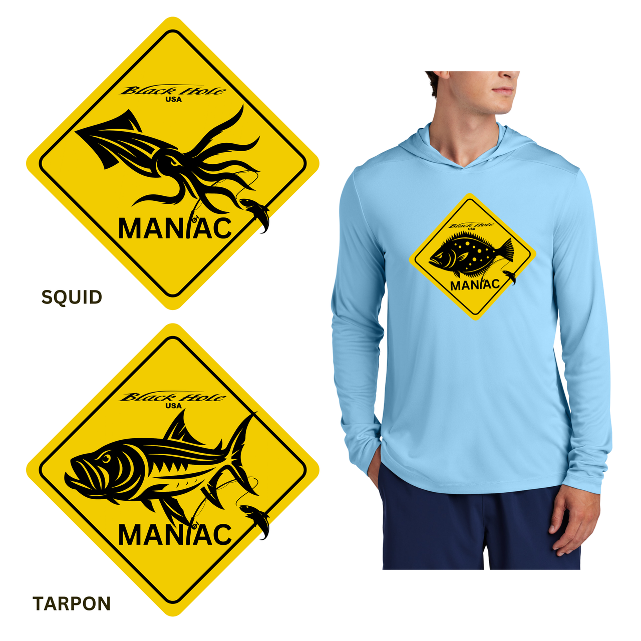Maniac Series - Black Hole USA Long Sleeve Hoodie Posi-UV  Pro (UPF 50)