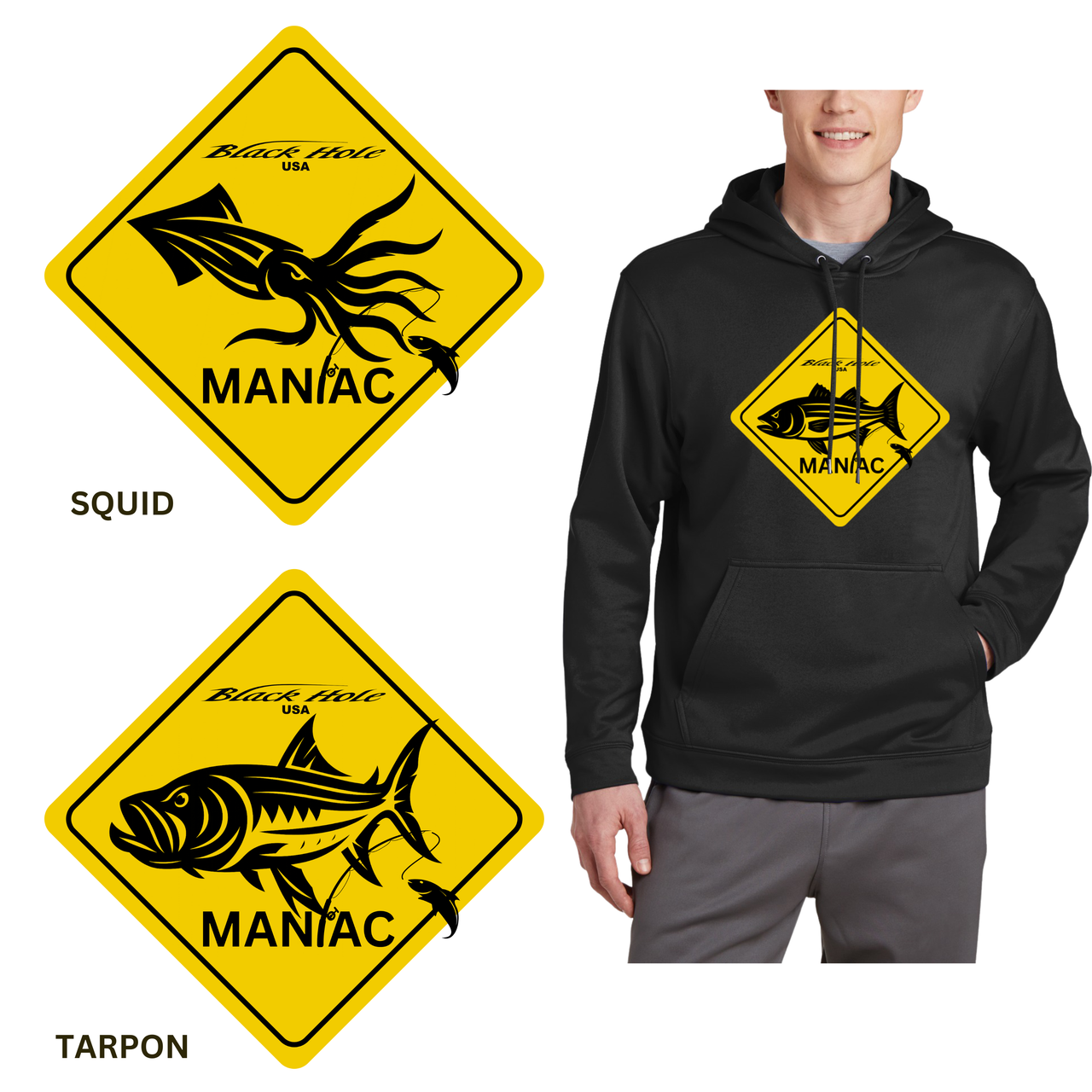 Maniac Series - Black Hole USA Sport-Wick Fleece Hoodie Sweatshirt