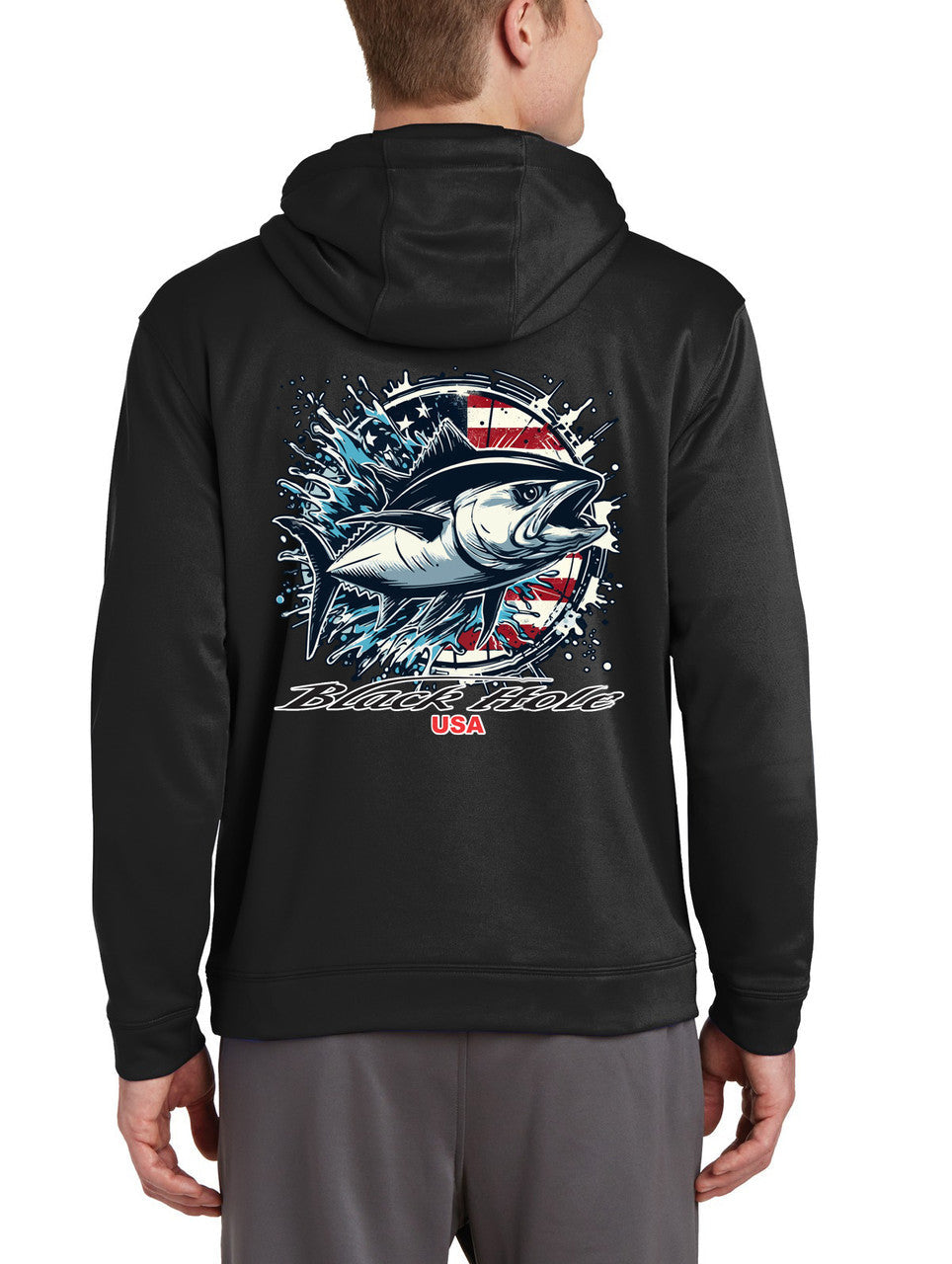 Black Hole Tuna USA Sport-Wick Fleece Hoodie Sweatshirt