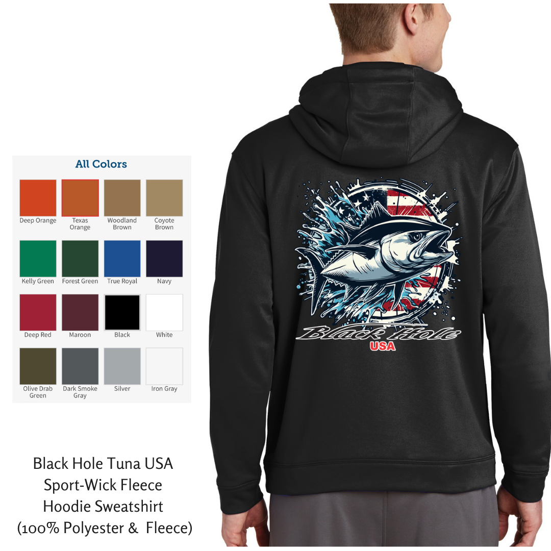 Black Hole Tuna USA Sport-Wick Fleece Hoodie Sweatshirt