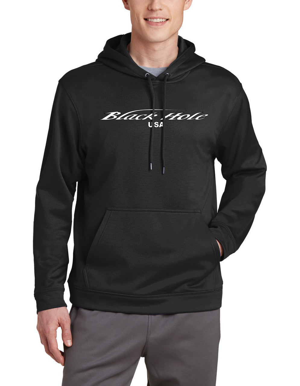 Black Hole Striped Bass USA Sport-Wick Fleece Hoodie Sweatshirt