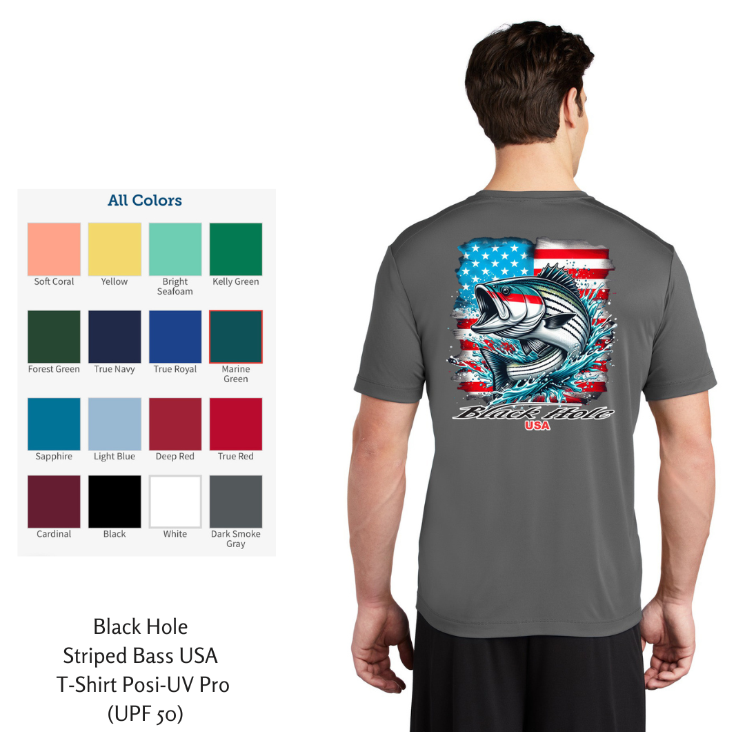 Black Hole Striped Bass USA T-Shirt Posi-UV  Pro (UPF 50)